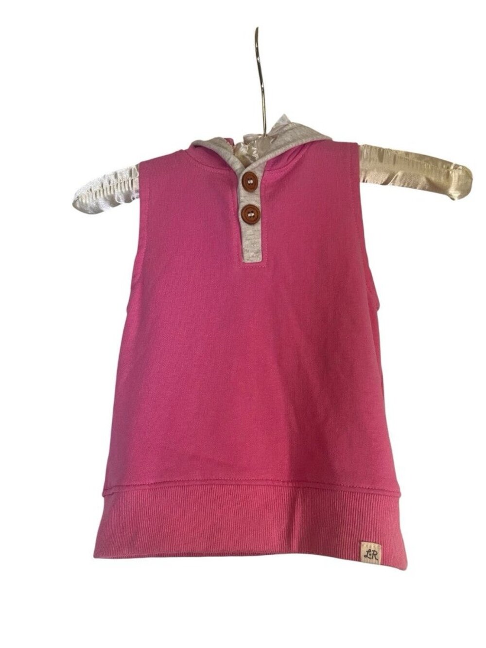 Little Road Co Sleeveless Hoodie Girls Sz 4Y 1/4 Button Pink Sporty Boutique